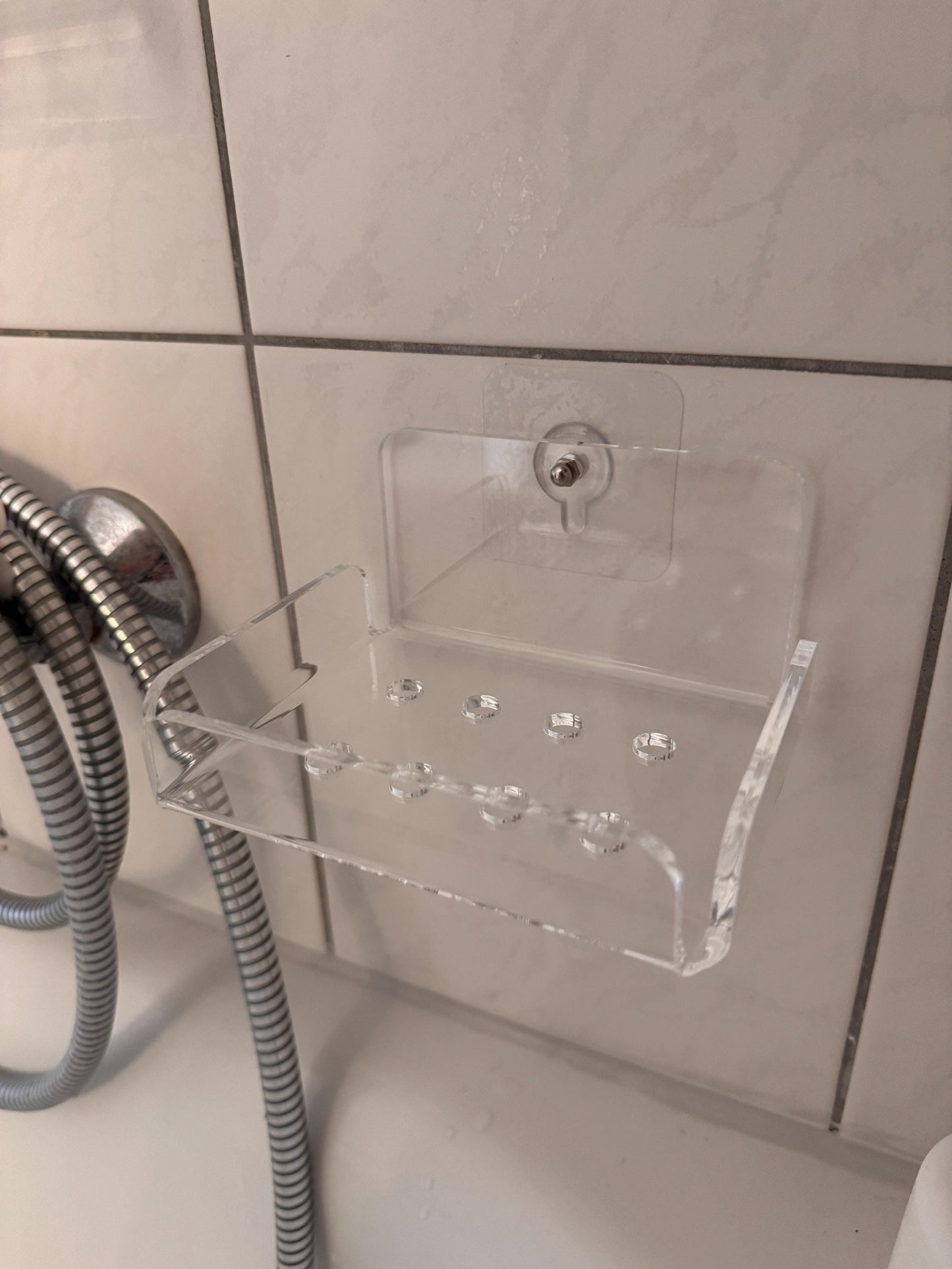 Transparent Acrylic Soap Dish No Drill Adhesive Wall Mounted Soap Holder for Tile