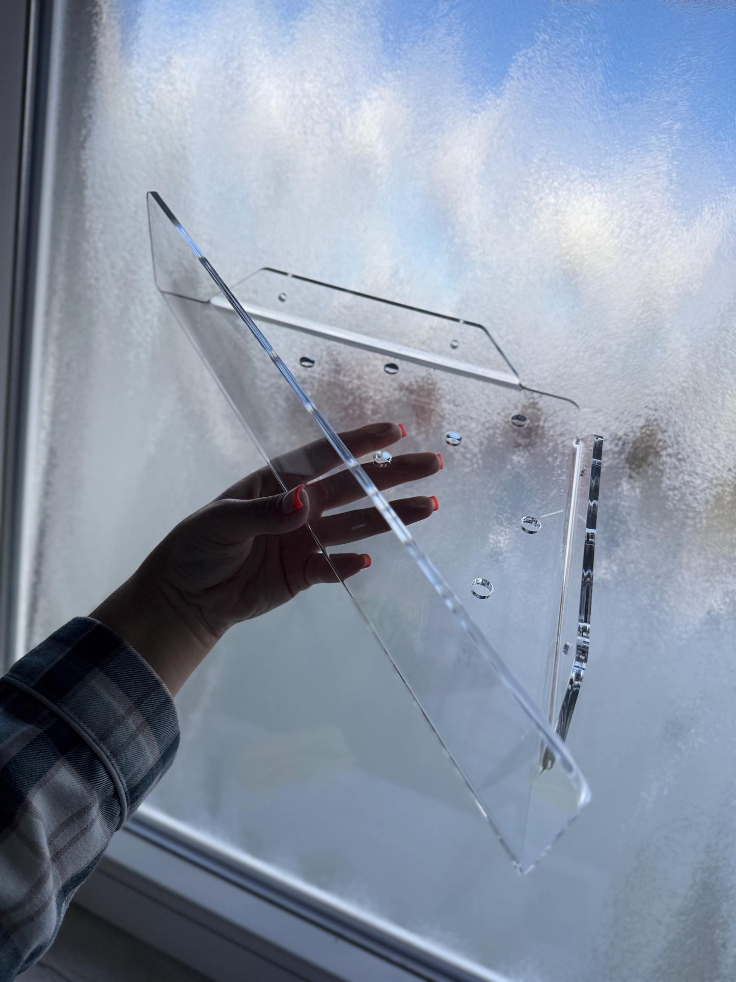 Set of Large Acrylic Corner Shower Shelves No Drill Transparent Adhesive Bathroom Storage for Tile Walls. 3 pcs.