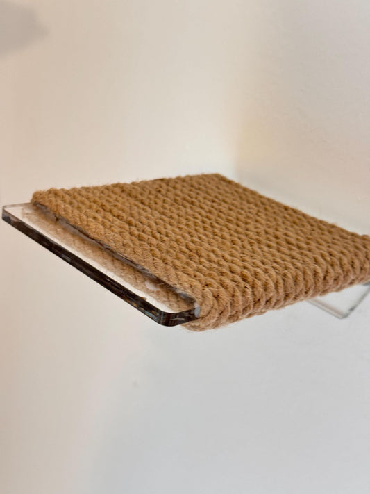 Wall Mounted Acrylic und Jute Cat Step Floating Cat Shelf with Scratching Surface Modern Pet Wall Furniture. 1pc