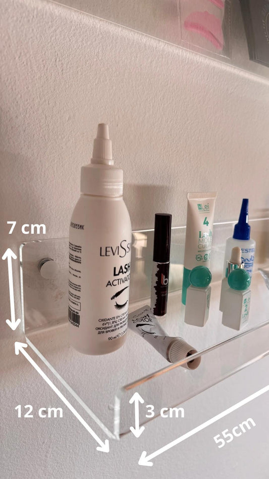 1 piece. Floating shelf for home and office. For a clinic or salon. Transparent acrylic wall shelf.