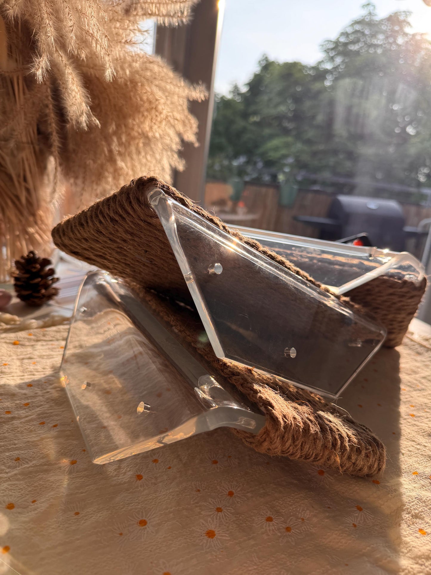 Acrylic Wall Cat Steps with Jute Scratching Surface Cat Climbing Shelves for Wall and Furniture Modern Clear Cat Wall Perches. 3pc