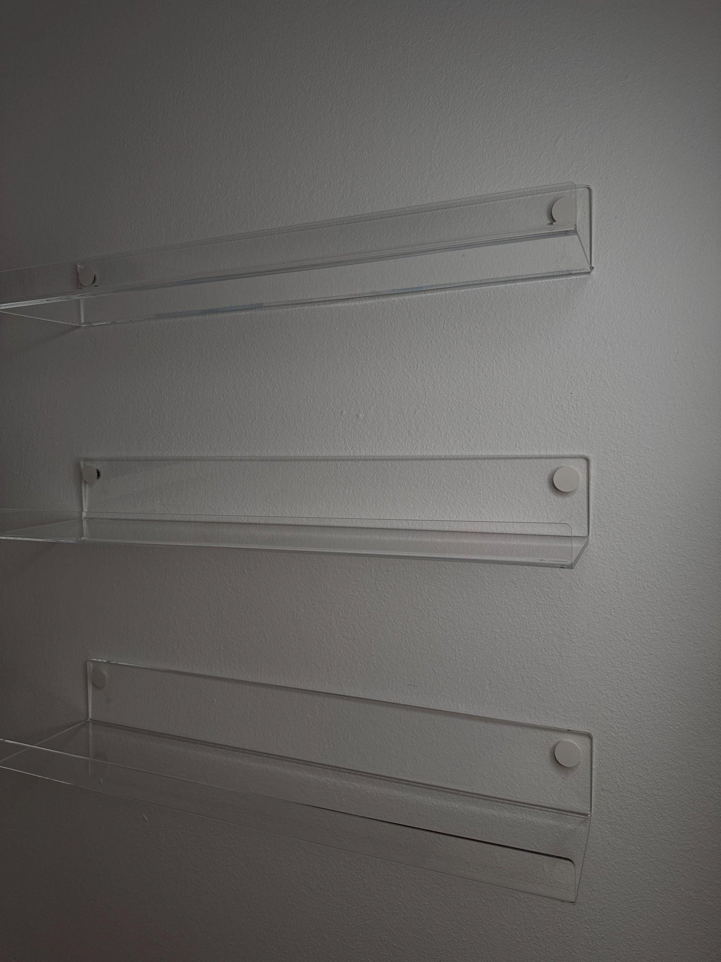 1 piece. Floating shelf for home and office. For a clinic or salon. Transparent acrylic wall shelf.