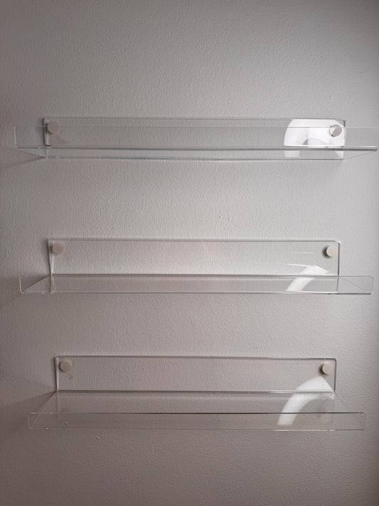 Premium Clear Acrylic Floating Shelves Set of 3 Modern Wall Shelves for Plants, Books, Decor and Home Organization