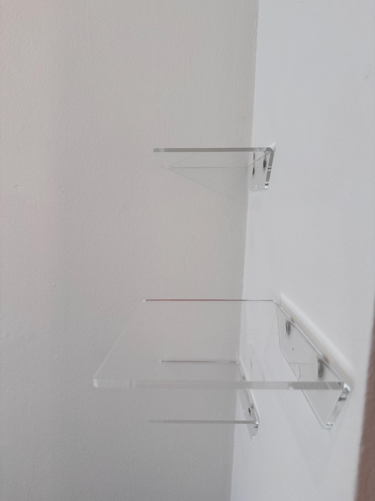 Floating shelves for books or plants. For bathroom cosmetics. Transparent shelves for cups or decor. Set of 3 shelves. Wall shelves.