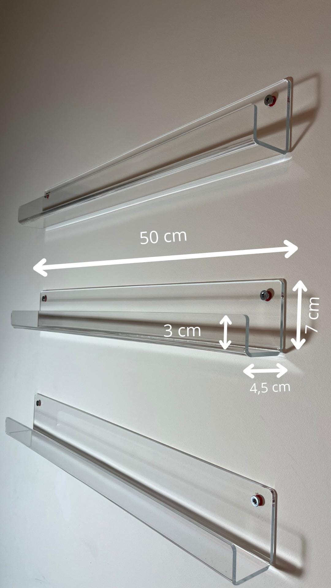 Clear Acrylic Nail Polish Rack Slim Wall Shelf for Gel Polish Storage Transparent Display for Beauty Salon and Nail Technician Room. 1pc