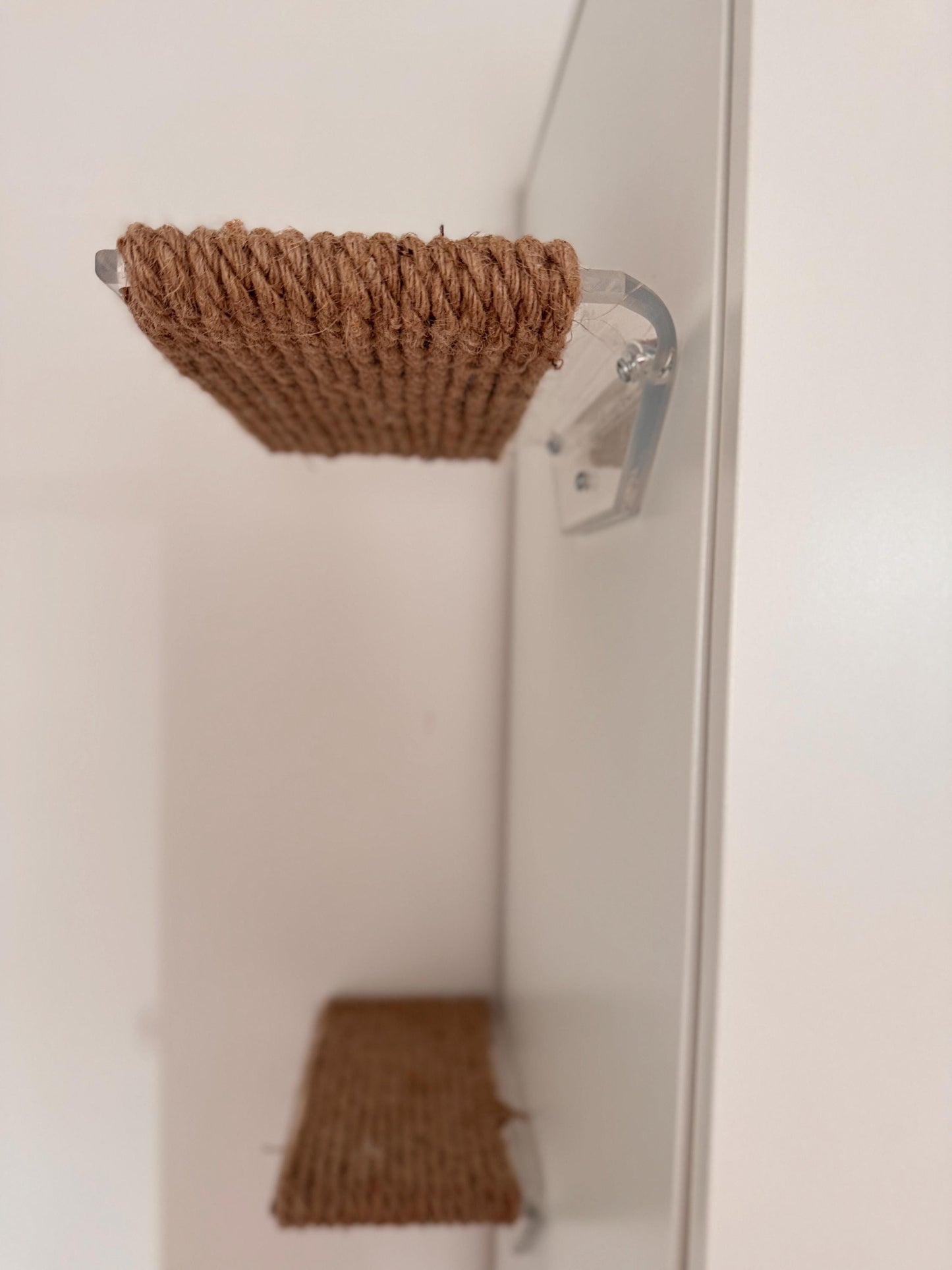 Acrylic Wall Cat Steps with Jute Scratching Surface Cat Climbing Shelves for Wall and Furniture Modern Clear Cat Wall Perches. 3pc