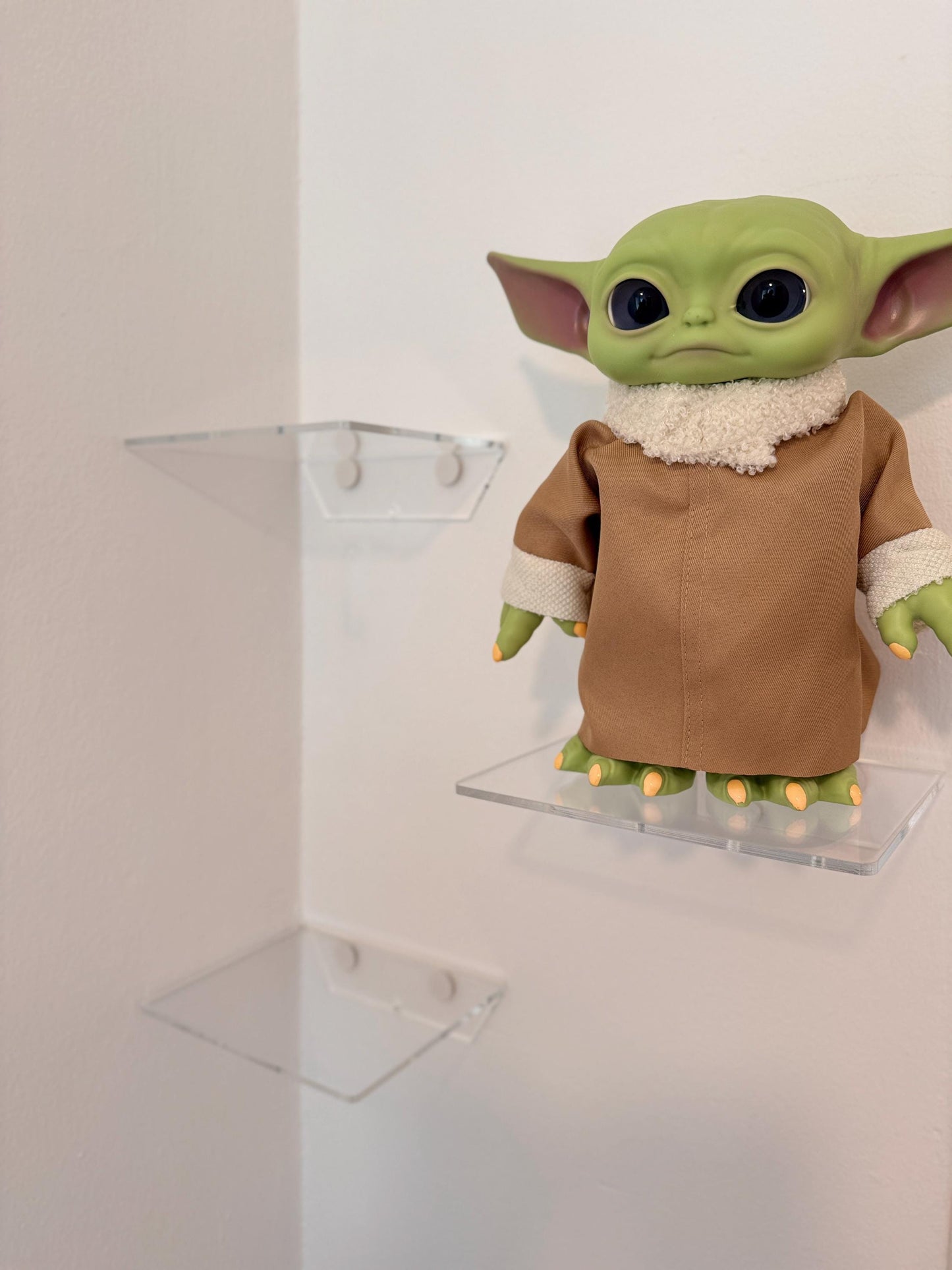 Floating shelves for books or plants. For bathroom cosmetics. Transparent shelves for cups or decor. Set of 3 shelves. Wall shelves.