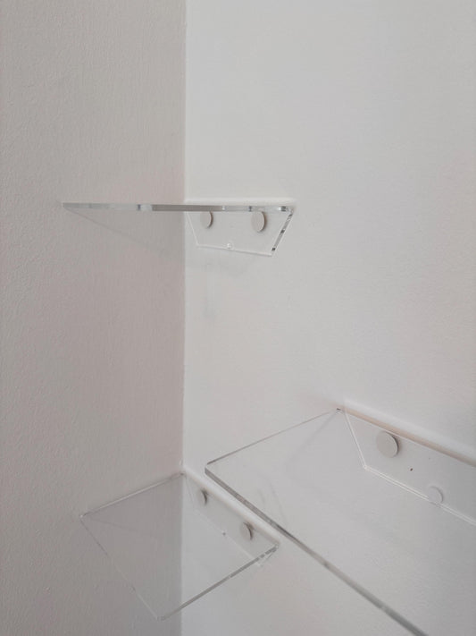 1 shelf. Floating shelves for books or plants. For bathroom cosmetics. Transparent shelves for cups or decor. Wall shelves.