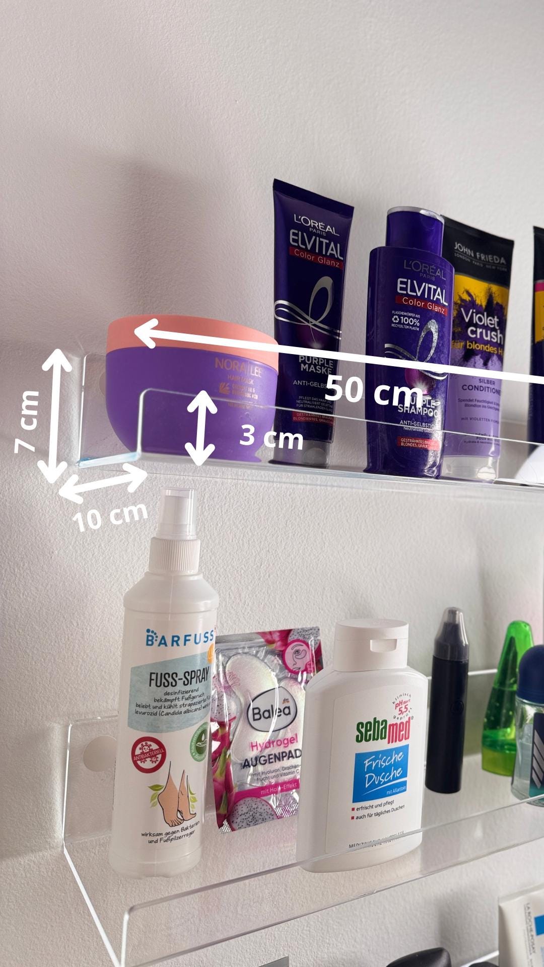 Set of 3 Clear Acrylic Wall Shelves Floating Display for LEGO, Toy Cars, Collectibles and Home Decor