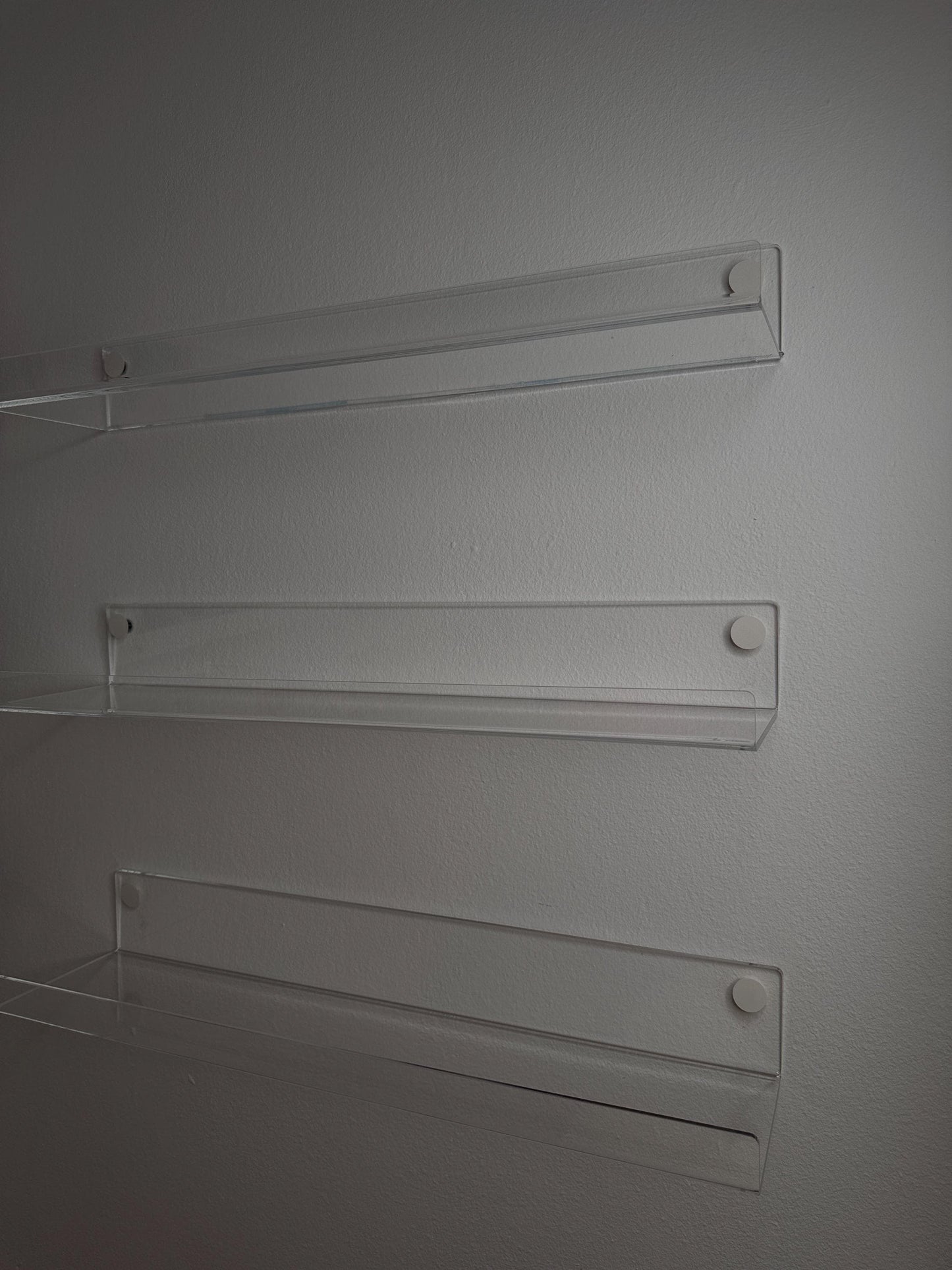 Set of 3 Clear Acrylic Wall Shelves Floating Display for LEGO, Toy Cars, Collectibles and Home Decor