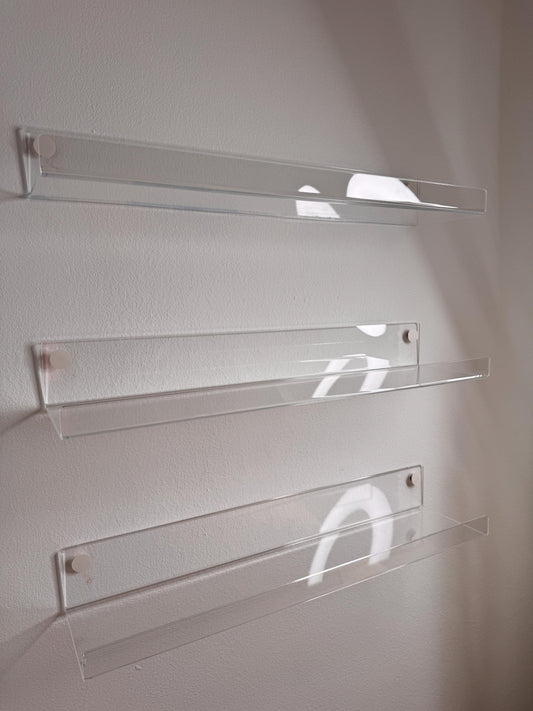 Set of 3 Clear Acrylic Wall Shelves Floating Display for LEGO, Toy Cars, Collectibles and Home Decor