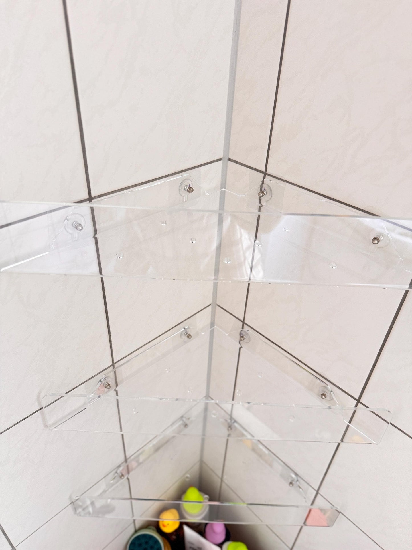 Corner Shower Shelf for Tile Wall No Drill Bathroom Organizer, Adhesive Corner Storage Rack for Shower. 1pc