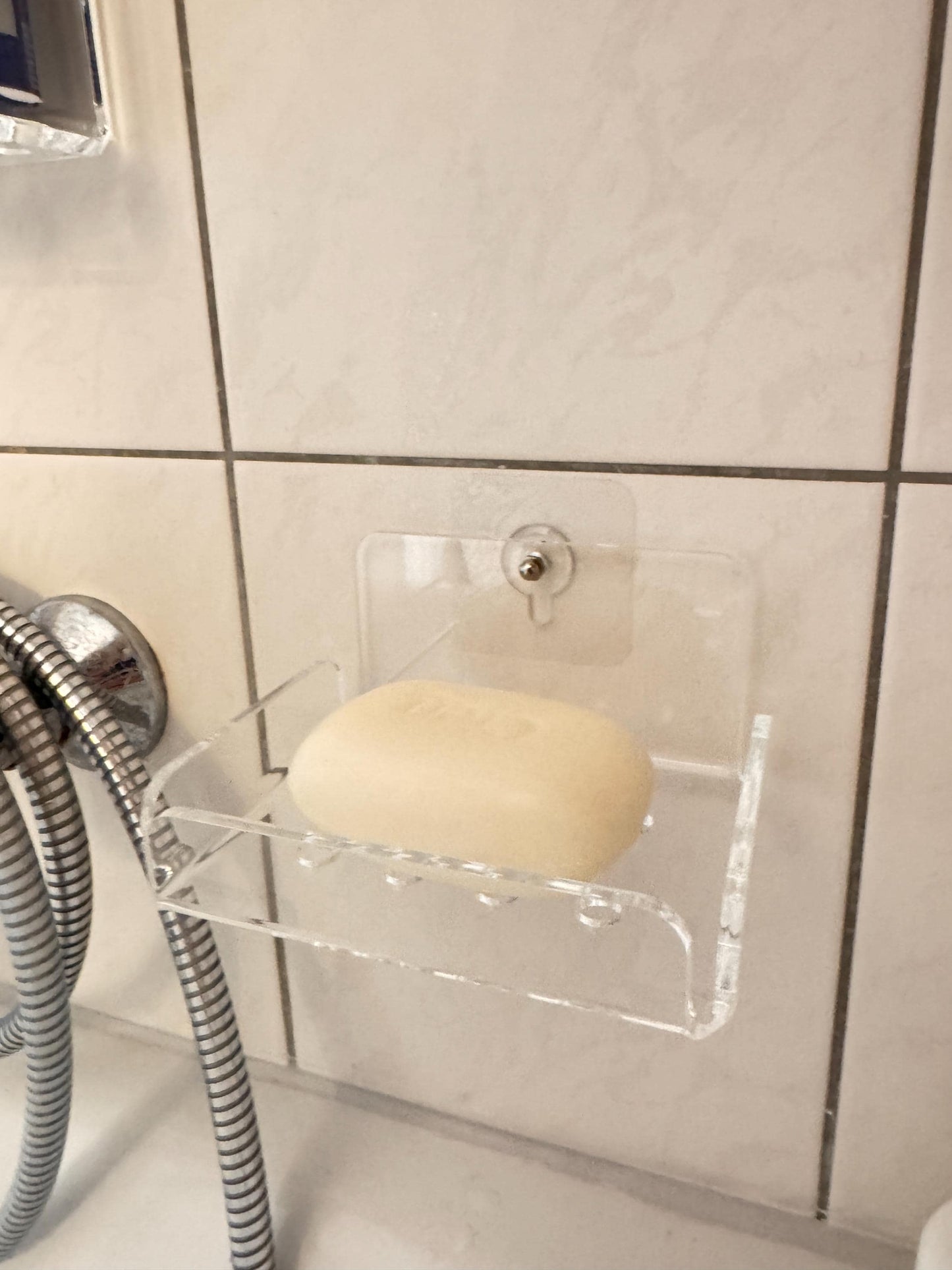 Transparent Acrylic Soap Dish No Drill Adhesive Wall Mounted Soap Holder for Tile