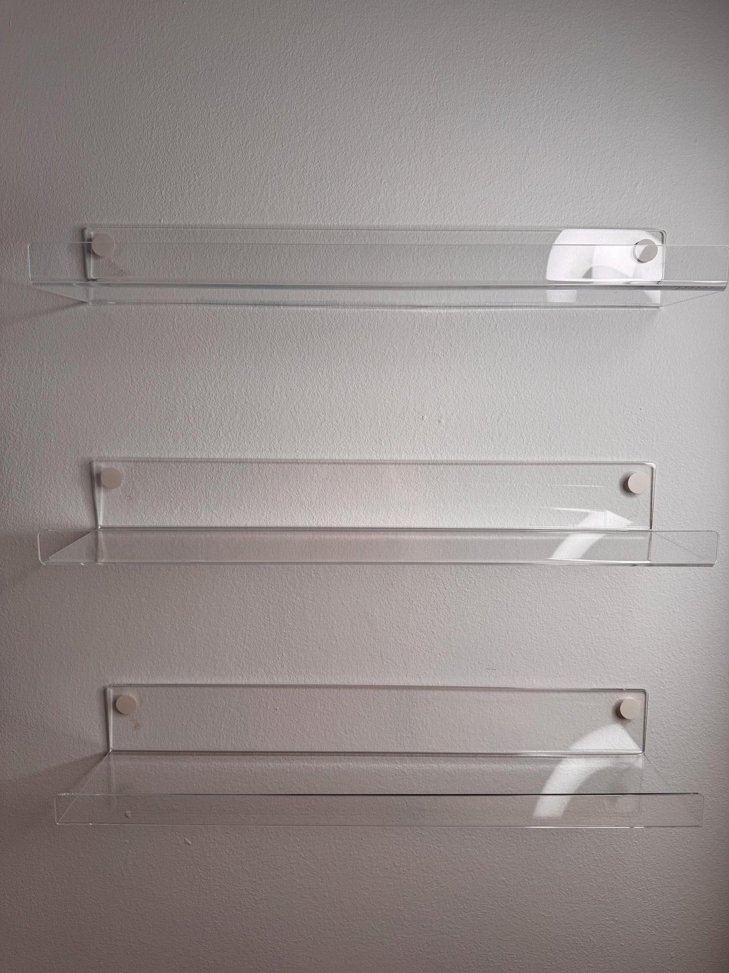 Set of 3 Clear Acrylic Wall Shelves Floating Display for LEGO, Toy Cars, Collectibles and Home Decor