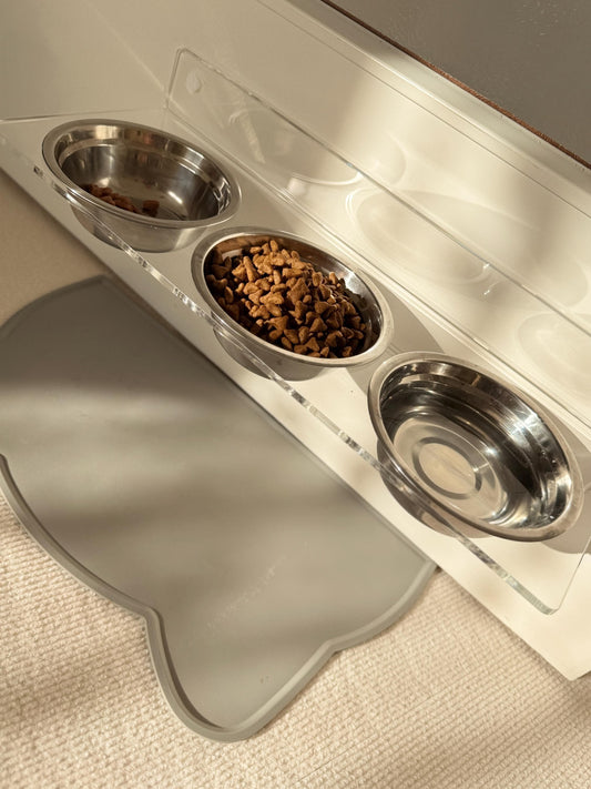 Acrylic Triple Pet Bowl Shelf . 90 Wall Mounted Feeder. 3 Cat Bowls. Clear Floating Shelf. Modern Pet Furniture. Drill or Adhesive Mount